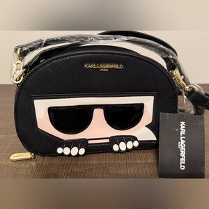 Karl Lagerfeld Black and Pink Crossbody Bag